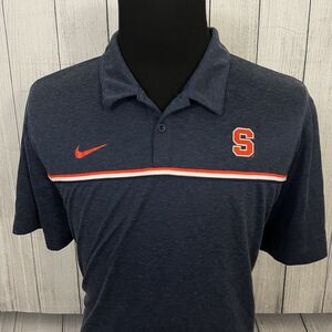 Nike Men's XXL Blue Striped NCAA Syracuse Short Sleeve Dri-Fit Golf Polo Shirt